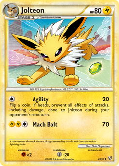 Jolteon z edície HS—Undaunted, karta č.28