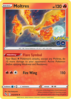 Moltres z edície Pokémon GO, karta č.12