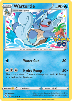 Wartortle z edície Pokémon GO, karta č.16