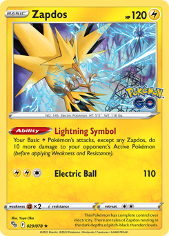 Zapdos z edície Pokémon GO, karta č.29