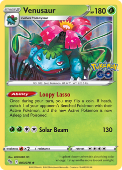 Venusaur z edície Pokémon GO, karta č.3
