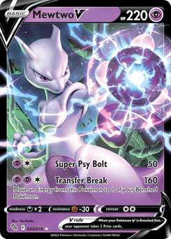 Mewtwo V z edície Pokémon GO, karta č.30