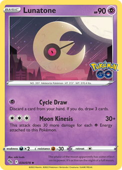 Lunatone z edície Pokémon GO, karta č.34