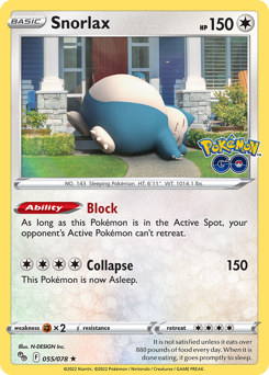 Snorlax z edície Pokémon GO, karta č.55