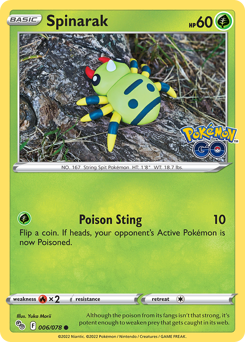 Spinarak z edície Pokémon GO, karta č.6