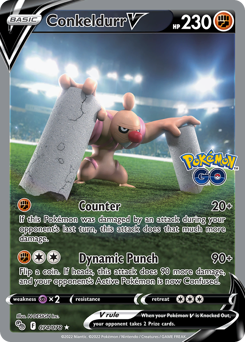Conkeldurr V z edície Pokémon GO, karta č.74