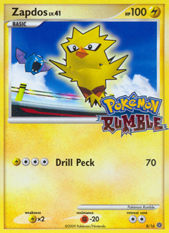 Zapdos z edície Pokémon Rumble, karta č.8